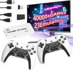 Vutlace Wireless Retro Game Console, Gaming Stick 4k HDMI Output Built-in 40,000+ Games 23 Emulators, 2.4GHz Wireless Controllers, Plug & Play Video Games for TV (Pure White)
