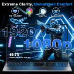 FUNYET Gaming Laptop, Win11 Pro Computer,15.6 inch Laptop R7 5700U processor, 16GB RAM + 1TB SSD, FHD 1920x1080 Notebook, Fingerprint unlock, Backlit keyboard, 180° hinge, BT 5.0