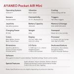 AKNES AYANEO Pocket AIR Mini Retro Handheld Game Console, 4.2" 500 Nits HD Screen (1280x960 LCD, 60Hz), Android 11 Gaming System with Helio G90T, Hall Joystick & Trigger, 2GB+32GB - Aurora Black