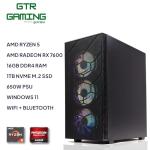GTR Gaming PC – Ryzen 5 5500 Desktop Computer, Radeon RX 7600 8GB Graphics, 16GB DDR4 RAM, 1TB NVMe SSD, 650W Power Supply, Windows 11 Gaming Desktop PC, Wi-Fi, ARGB Case.