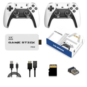 SingyiX M15 4K Retro Game Stick TV Console - Built-in 128GB 50000+ Classic Games, Dual Wireless Controllers, HDMI Output for 4K TV, Support PS1/FC/GBA/Sega/MAME Multi-Emulators (128GB (50000 games+))