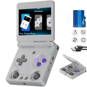 RG34XXSP Retro Handheld Game Console Linux System RG 34XXSP Retro Gaming Console 3.4 "IPS Screen with Linux System 3300mAh Battery with WiFi/Bluetooth 64GB (RG34XXSP-Gray-uk-new)