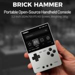 GameSwap Brick Hammer Handheld Game Console [TRIMUI] - CNC Metal Aluminum Body, 3.2 Inch 1024x768 IPS Screen (400 PPI), Allwinner A133P CPU, Retro Gaming Handheld (Silver)