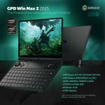 GPD WIN MAX 2 2025 handheld gaming PC with AMD Ryzen AI 9 HX 370, Radeon 890M GPU, 32GB RAM, 2TB SSD, OcuLink, 10.1" IPS display, gaming controls, keyboard and touchpad