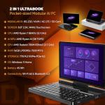 GPD Pocket 4: Mini Laptop with AMD Ryzen 7 8840U CPU, Radeon 780M GPU, 16GB LPDDR5X RAM, 1TB PCIe Gen4 SSD, 8.8 Inch 2.5K 144Hz Display, Wi-Fi 6E, Bluetooth 5.3, Modular AI Handheld PC