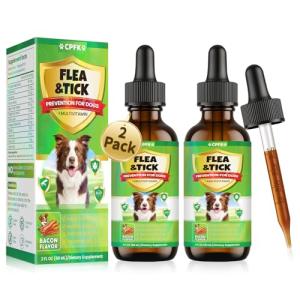 Natural Flea and Tick Drops for Dogs - 2 Pack