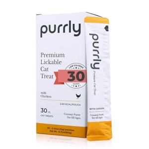 Purrly Lickable Chicken Cat Treats - 30 Count