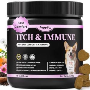 PopPaw Dog Itch Relief Turmeric Supplement, 90 Count