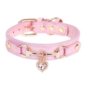 Sparkly Pink Dog Collar with Heart Charm