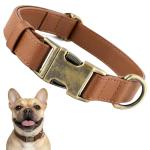 Adjustable Waterproof Leather Dog Collar for Small Dogs