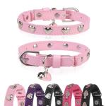 Dillybud Adjustable Leather Cat Collars with Bell