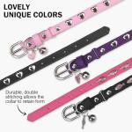 Dillybud Adjustable Leather Cat Collars with Bell