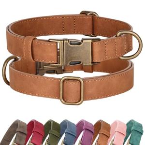 Stylish Adjustable PU Leather Dog Collar for Large Dogs