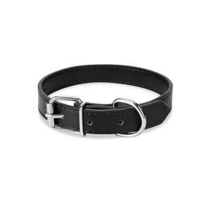 Azinoo Black Leather Dog Collar for All Sizes