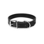 Azinoo Black Leather Dog Collar for All Sizes