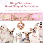 Cute Pink Rhinestone Heart Dog Collar for Small Pets