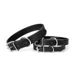 Azinoo Black Leather Dog Collar for All Sizes