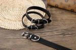 Azinoo Black Leather Dog Collar for All Sizes