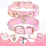 Cute Pink Rhinestone Heart Dog Collar for Small Pets