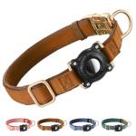 Leather Airtag Dog Collar – Waterproof, Quick Release