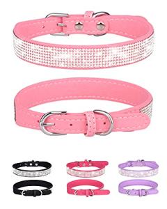 Pink Adjustable Rhinestone Dog Collar for Small Dogs