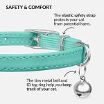 Leather Cat Collar with Bell - Mint Green