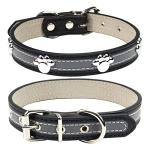Reflective Paw Print Dog Collar - Adjustable Black