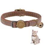 Soft Adjustable Leather Cat Collar with Bells