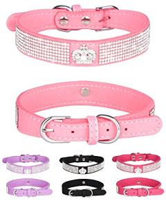 Rhinestone Crown Dog Collar - Adjustable Pink Bling
