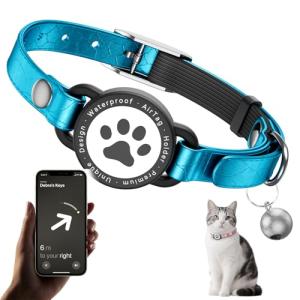 Waterproof Leather Cat Collar with AirTag Holder