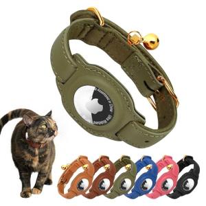 AirTag Cat Collar with Bell - Olive Green