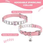 Personalized Pink Leather Cat Collar with Bell