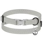 Gray Leather Cat Collar with Buckle and Bell