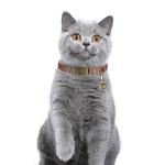 Soft Adjustable Leather Cat Collar with Bells