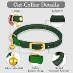 OOPSDOGGY Reflective Leather Cat Collar with Bell