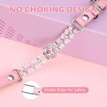 Personalized Pink Leather Cat Collar with Bell