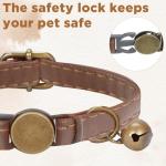 Soft Adjustable Leather Cat Collar with Bells