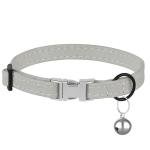 Gray Leather Cat Collar with Buckle and Bell