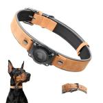 Waterproof Leather Dog Collar with AirTag Holder