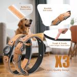 Waterproof Leather Dog Collar with AirTag Holder
