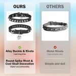 Leather Cat Collars with Bell and Skull Charm