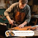 Waterproof Leather Dog Collar with AirTag Holder