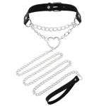 Black Heart Leather Collar and Leash Set for Dogs