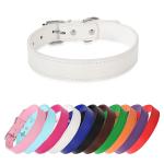 Azinoo White Soft Leather Adjustable Dog Collar
