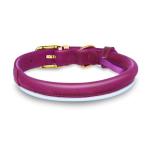 Reflective Adjustable Rolled Leather Dog Collar - Pink