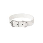 Azinoo White Soft Leather Adjustable Dog Collar