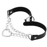 Black Heart Leather Collar and Leash Set for Dogs