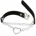 Black Heart Leather Collar and Leash Set for Dogs