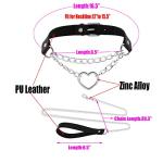 Black Heart Leather Collar and Leash Set for Dogs