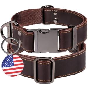 ADITYNA Heavy-Duty Leather Dog Collar - Adjustable